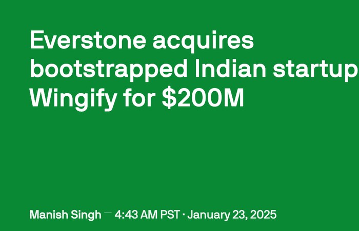 TechCrunch headline on Everstone buying a majority stake in Wingify